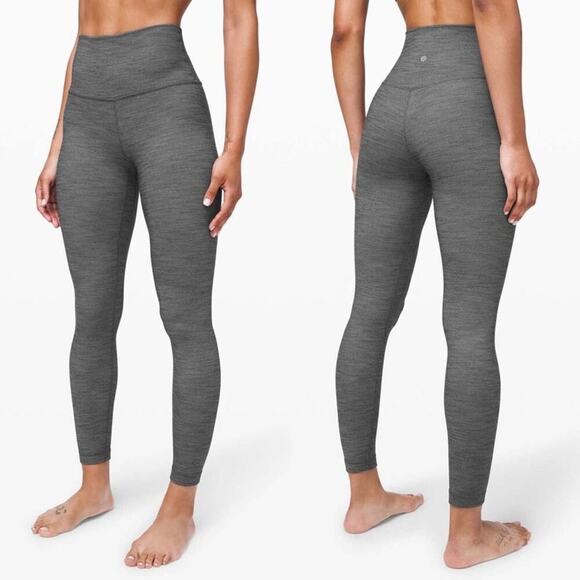Lululemon Grey Align Leggings Herringbone Heathered Black Grey 25* Womens Size 4 - Picture 1 of 8